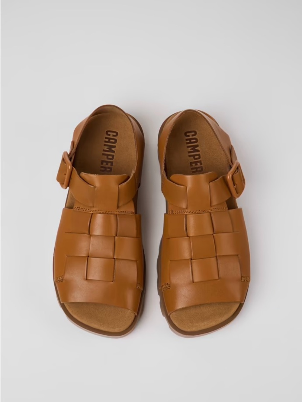 Camper Women’s Brown Woven Leather Buckle Sandals
